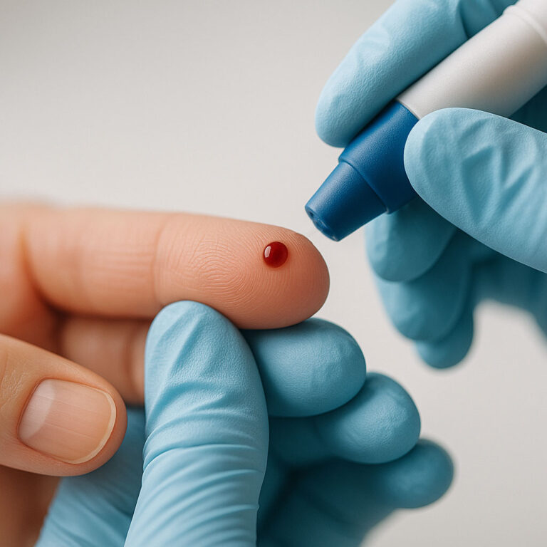 Einfacher Fingerstich bei der G24 Apotheke für Kapillarbluttest – schnelle, präzise Ergebnisse