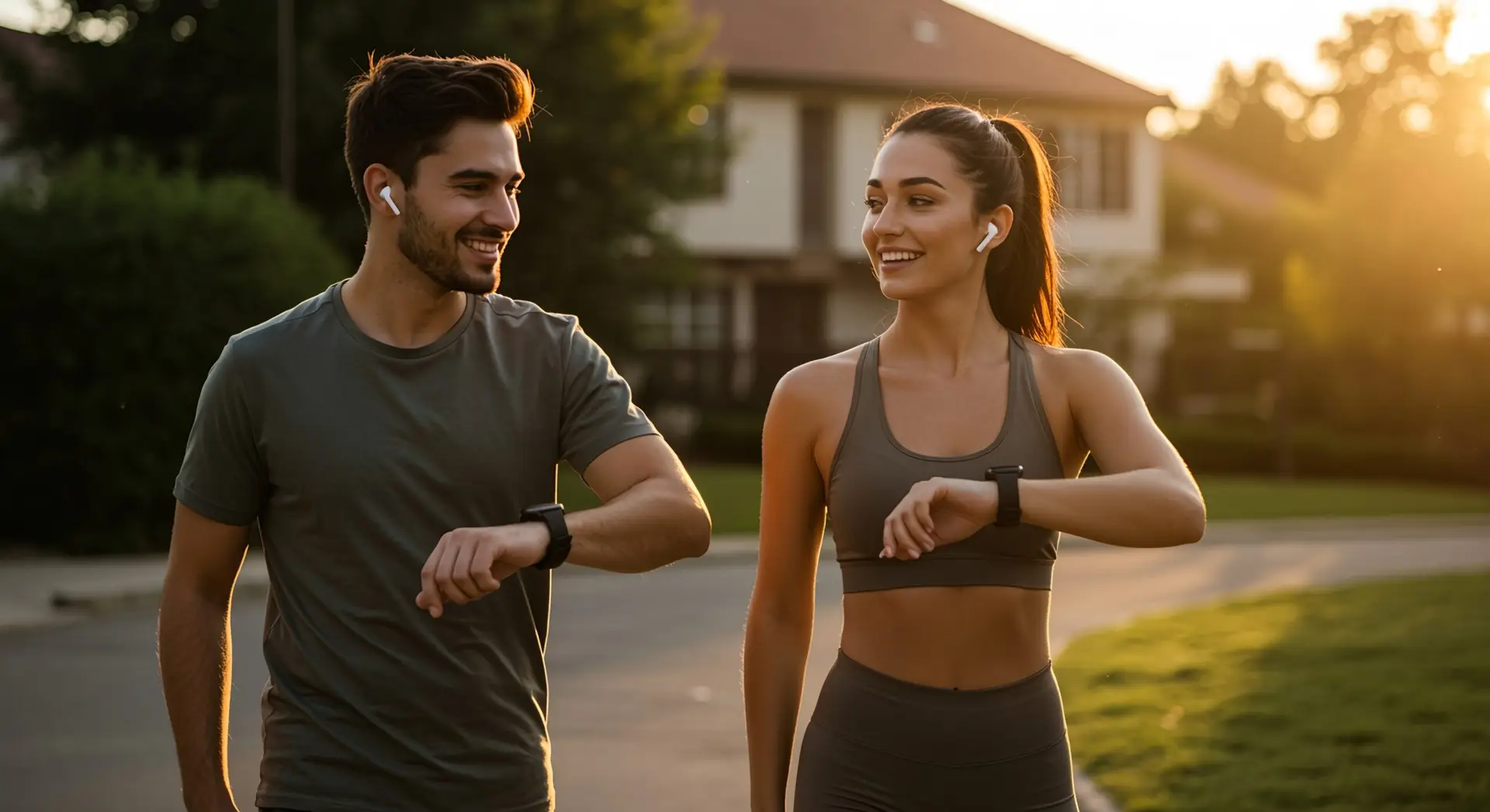 Junges Paar nach dem Training, das Kalorien trackt und seine Gesundheit regelmäßig mit G24-Bluttests überwach